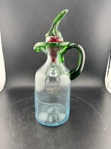Jarra/jarra decorativa mexicana de vidrio soplado a mano con tapón de chile y pimienta - Imagen 1 de 16