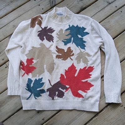 Винтажный осенний свитер Alfred Dunner Leaf Leaves размер L - Изображение 1 из 4