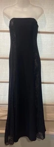 ARMANI COLLEZIONI schwarz Seide trägerlos Abendkleid Spitzeneinsätze ~ nude Futter ~ 10 - Bild 1 von 14