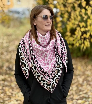 NEU ❤️ZWILLINGSHERZ❤️ Dreieck Schal ,Tuch „Leo Ketten“ pink