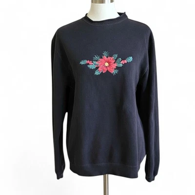 Suéter de Vellón Bordado Floral Elementos Clásicos Vintage Años 90 S Acogedor Vacaciones Foto 1 de 4