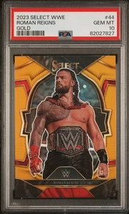 2023 Panini Select WWE Roman Reigns #44 Gold Prizm PSA 10 - Picture 1 of 2