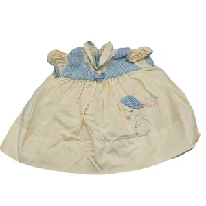 Abito manica corta blu panna ricamato vintage anni 60 bambina tg 3M - Foto 1 di 3