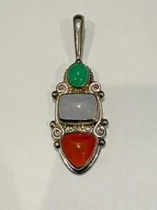 CIONDOLO SAJEN VINTAGE STERLING E PIETRE PREZIOSE - Foto 1 di 4