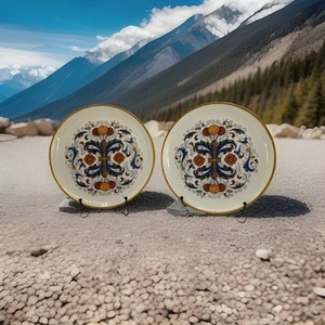Royal Stafford, 9” Decorative Plate Made In Italy Decal Blue Green Tan Set Of 2 - Picture 1 of 7