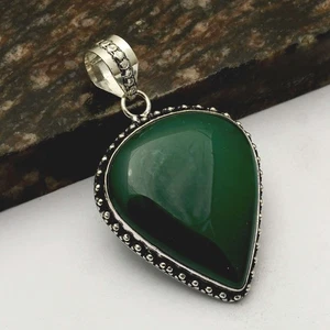 Green Onyx Gemstone Ethnic Handmade Pendant Jewelry Gift For Her 2.2" AP-21628 - Imagen 1 de 1