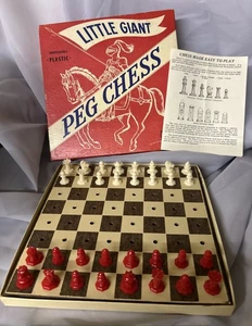 Vintage Drueke & Sons Little Giant Peg Chess Set w Board No. 900 USA Complete - Picture 1 of 12