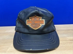 Sombrero de cuero completo Harley Davidson vintage raro - Imagen 1 de 8