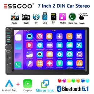 Double 2 DIN 7Inch Car Stereo Apple Carplay Android Auto Bluetooth USB AUX TF EQ - Picture 1 of 15