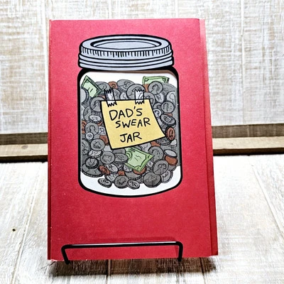 American Greetings Father's Day Card Dad's Swear Jar Red Yellow Funny Humor - Image 1 of 4
