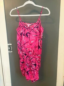 Lilly Pulitzer size Small S Deanna Hop Pink Tropical Floral shorts Romper - Picture 1 of 5