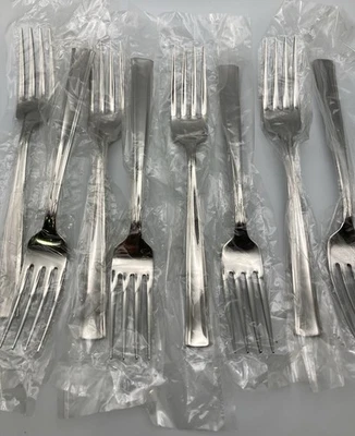 8 Forks All American Stainless Flatware By Oneida Forever Pattern 7 1/4" New - Image 1 of 2