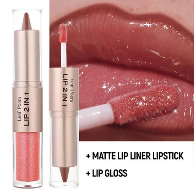 2 in 1 Mirror Lip Gloss Long Lasting Waterproof Moisturizing 8 Colors - - Image 1 of 4