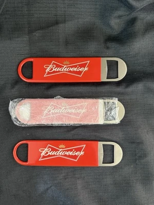 Set of 3 Budweiser Red Flat Bartender Style Speed Bottle Opener 7” - Image 1 of 2