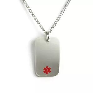 MyIDDr- Collar de alerta de cáncer de mama de acero inoxidable, pregrabado - Imagen 1 de 3