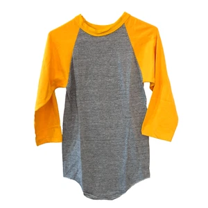 T-shirt bianca punto singolo raglan grigio oro abbigliamento sportivo vintage anni 70 Deadstock piccola - Foto 1 di 7