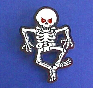 Hallmark PIN Halloween Vintage SKELETON Dancing 1982 Holiday Brooch - Picture 1 of 2