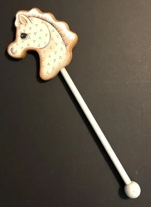Vintage Pink Blue Hobby Horse Stick Toy Wall Decor Nursery Farmhouse Tv Prop - Picture 1 of 10
