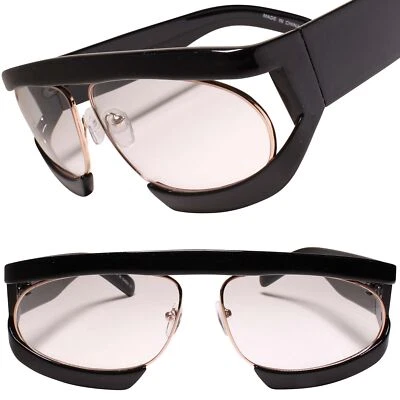 Gafas Exóticas Funky Años 90 Retro Futurismo Moda Envolventes Negras Lentes Transparentes Foto 1 de 4
