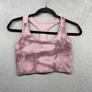 French Laundry Womens Sports Bra Pink Tie Dye Seamless Racerback Stretch Size S - Picture 1 of 9