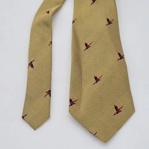 Barneys New York Gold Blue Red Goose 3" Silk Neck Tie Men's Necktie Wrinkled - Picture 1 of 3