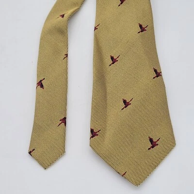 Corbata Barneys New York dorada azul rojo ganso 3" seda cuello hombre arrugada Foto 1 de 3