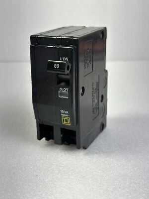 Square D QO280 Circuit Breaker 80 Amp 240 Volt 2P Black Plug In 10K USED - Image 1 of 4