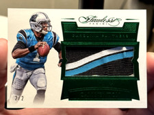 2016 Panini Flawless Cam Newton /2 Emerald Player Worn Patch - SICK!!!