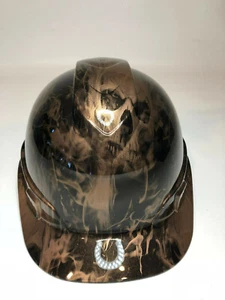 Hydro Dipped Custom Hard Hat Ridgeline Cap Style Copper Metallic Flaming Skulls - Bild 1 von 7