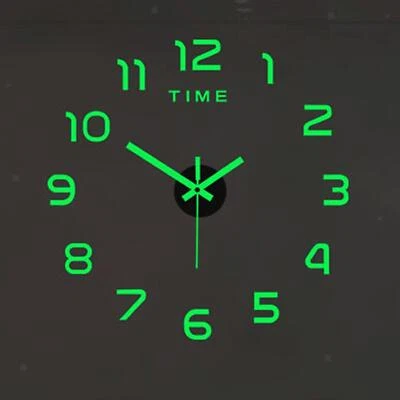 Luminous Wall Clock Stickers, DIY Wall Clock, Round Frameless Decorative Clocks - Image 1 of 4