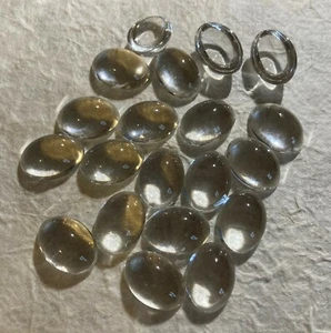 A318 Vintage Glas Cabochons 18x13mm oval klar Kristall unfoliert FB(20) - Bild 1 von 1