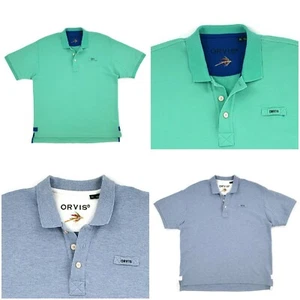 Orvis Polo Shirt Mens XL Short Sleeve Blue Green Button Up Golf Fishing Lot of 2 - Picture 1 of 12