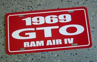 Pontiac RAM AIR IV GTO 1969 rojo etiqueta de matrícula 69 RAM 4 400 370 HP Judge Foto 1 de 2