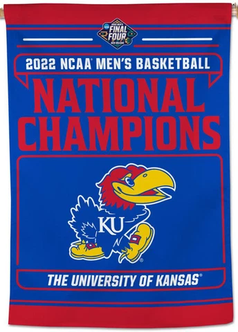 KANSAS JAYHAWKS 2022 NCAA Mens Basketball CHAMPS 28x40 Commemorative WALL BANNER Cover