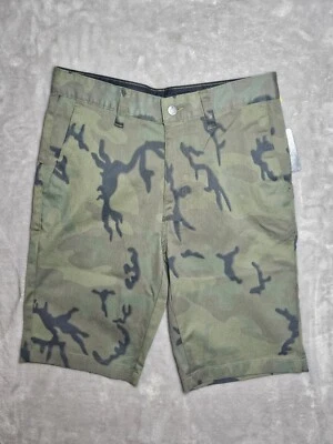 Volcom Vmonty Shorts Green Camo Chino Flat Front Size 28 Pockets Stretch NWT - Image 1 of 4