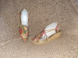 TONI PONS-Espadrille Sandals-Colorful Multicolor-Metallic-Sz 39/8.5-Excellent - Picture 1 of 8