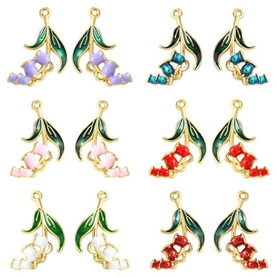 24Pcs эмали подвески цветок подвески Bell лист цветочный подвески для изготовления ювелирных изделий - Изображение 1 из 4