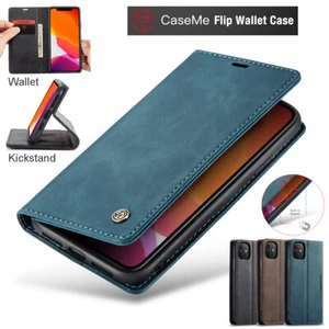 For iPhone 12 11 13 14 Pro Max XS 8 7 XR SE Case Magnetic Leather Wallet Cover - Picture 1 of 35