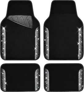 Bling Car Mats Shining Diamond Carpet Crystal Rhinestone Anti-Slip Universal Fit - Picture 1 of 12