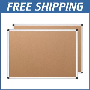 48" x 36" Cork Boards with Silver Edging, Ideal for Office or Classroom - 2 Pack - Picture 1 of 9
