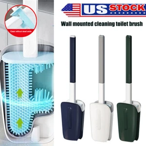 Toilet Bowl Brush Holder Set Bathroom Cleaning Toilet Cleaner Scrubber Under Rim - Picture 1 of 12