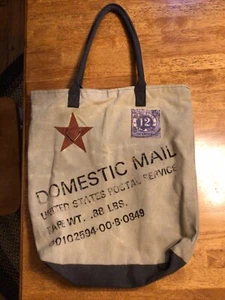 GROSSE LEINWANDTASCHE ""HAUSPOST"" TASCHE, STERNSTEMPEL-SCHABLONENDETAIL, GEFÜTTERT, CHIC! - Bild 1 von 3
