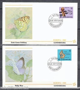 1985-LUXEMBOURG//2x ENVELOPPES/FDC 1°JOUR*PAPILLON/MUSIQUE*TIMBRE EUROPA:1075/6 - Imagen 1 de 1