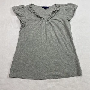 Gap Kids Girls Top sz L Gray Jersey Round Neck Cap Sleeve 100% Cotton - Picture 1 of 24