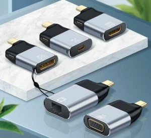 Gen2 UHD USB Type C to Hdmi/VGA/DP/RJ45/Mini DP Video Converter 4K 60Hz Adapter - Picture 1 of 7