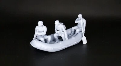 WW2 3 deutsche Sturmpioniere mit Schlauchboot , Resin, unbemalt 1:48 (Set 48Y) - Bild 1 von 4