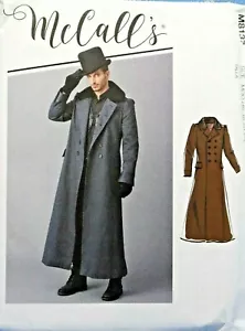 McCall's Men's Historic Coat 1800's Costume Long Trench Coat Pattern M8137 Uncut - Picture 1 of 8