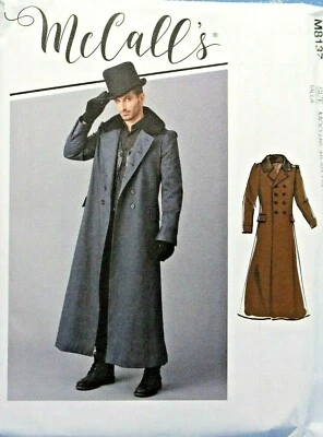 McCall's Men's Historic Coat 1800's Costume Long Trench Coat Pattern M8137 Uncut - Image 1 of 4