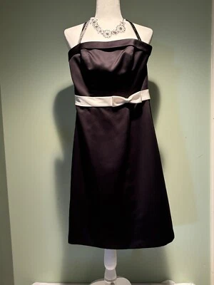 Alfred Angelo Strapless Black Dress w/White Waist Accent Size 2 - Image 1 of 4