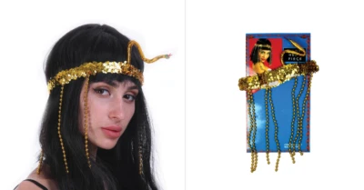 CLEOPATRA HEADPIECE Egyptian Beaded Headband Headdress Fancy Costume Sequin - image 1 of 4